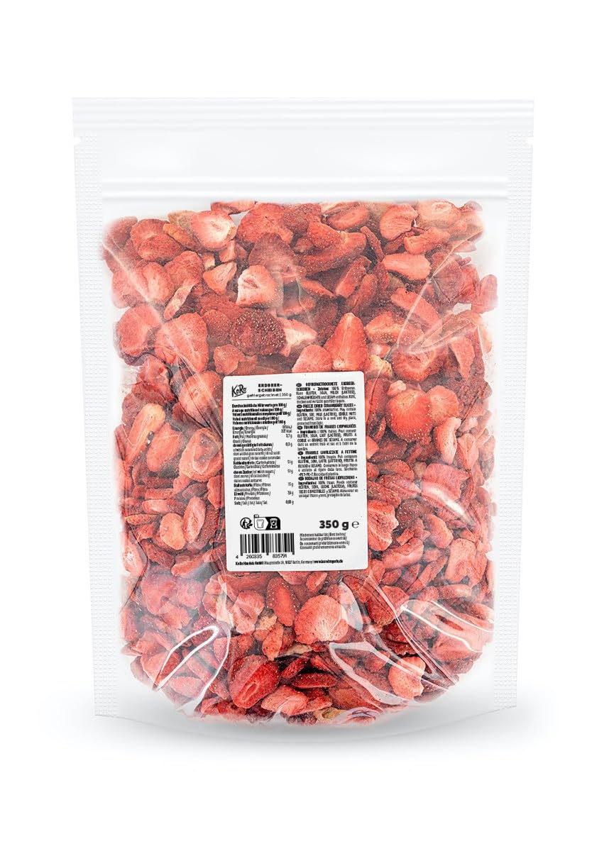 KoRo - Gefriergetrocknete Erdbeeren 2 x 350 g - Schonend getrocknete Trockenfrüchte - 100% pflanzlich und naturbelassen