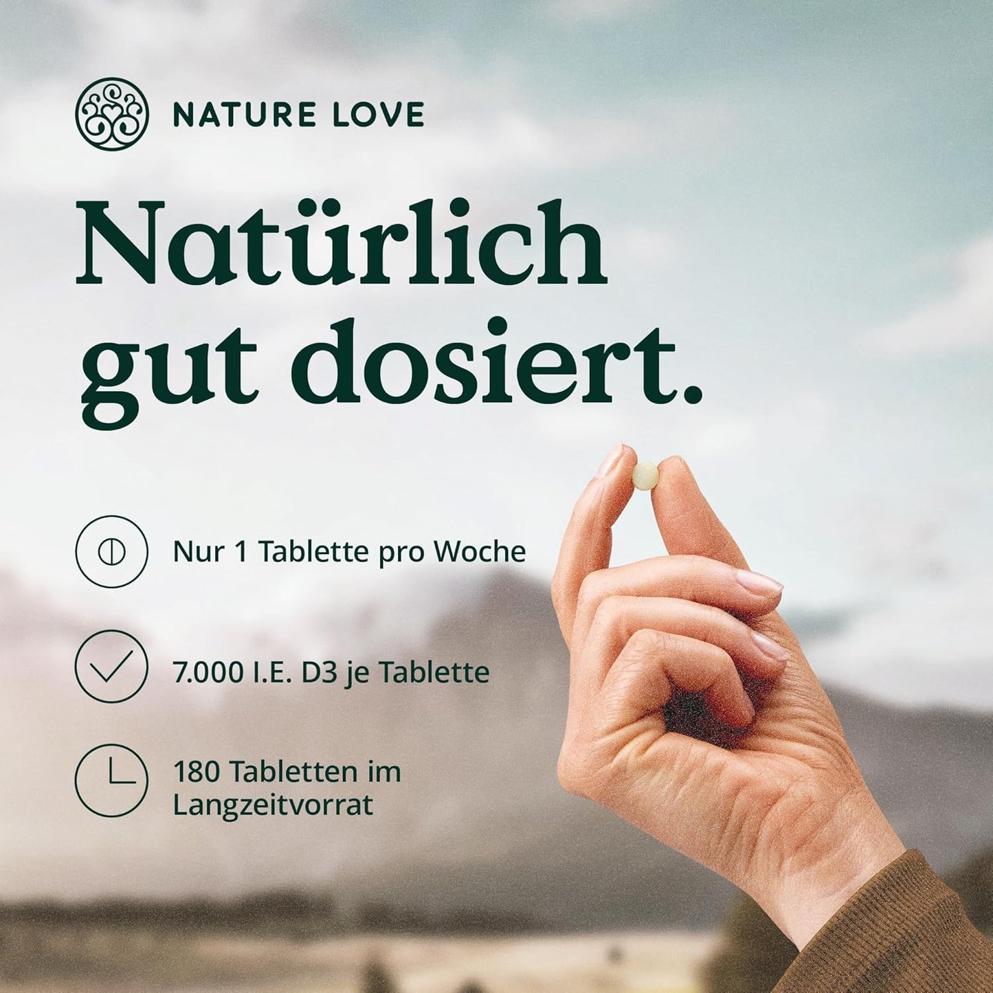 Vitamin D3 K2 Wochendepot - 180 vegane Tabletten - 7000IE D3 + 140µg K2 pro Tablette mit >99,7% all-trans - Hochdosiert & vegan - Laborgeprüft, in Deutschland produziert
