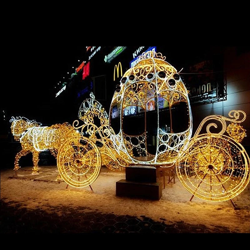 LED Pferdekutsche – Outdoor Weihnachts-Skulptur