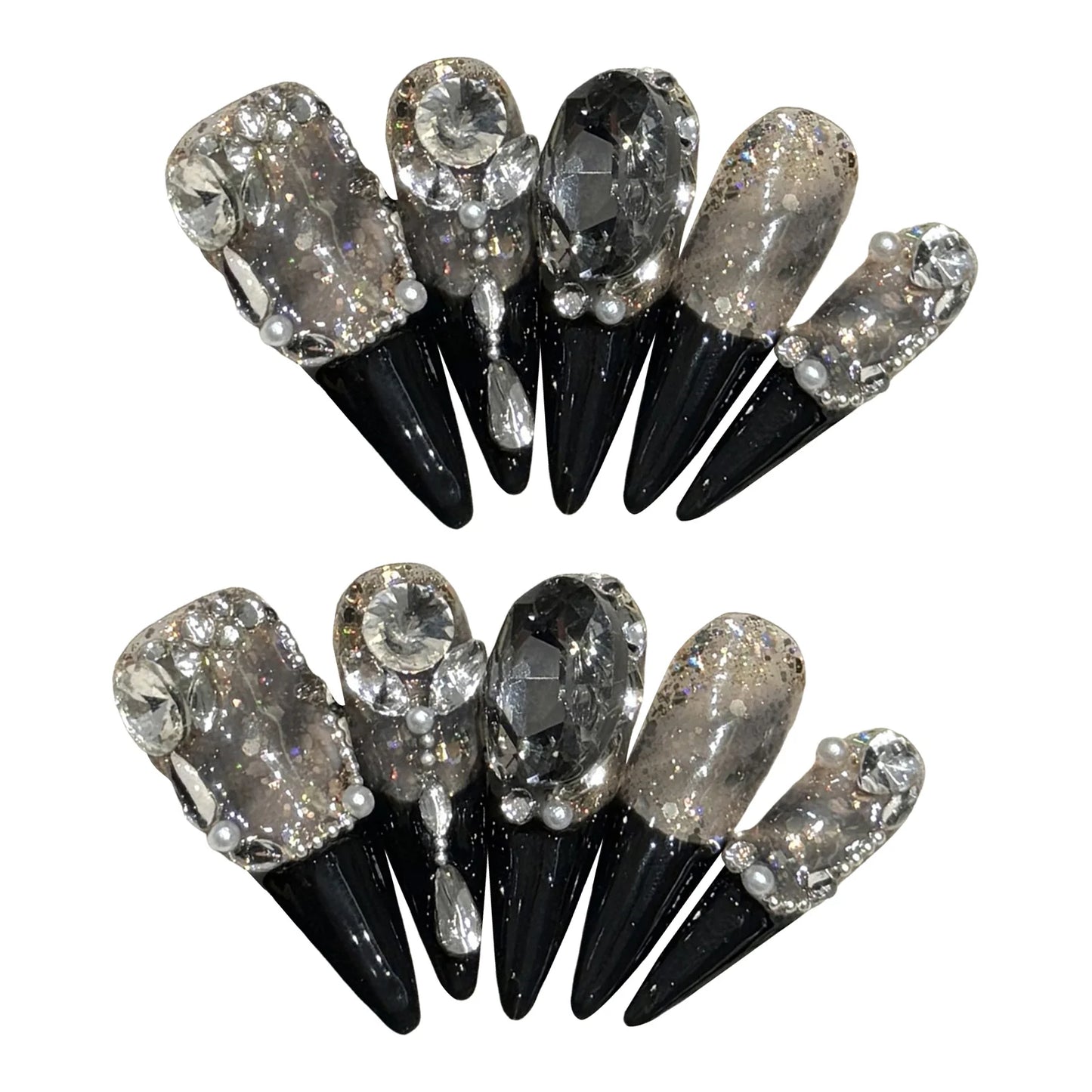 Press-On Nails Stiletto – Goldener Luxus