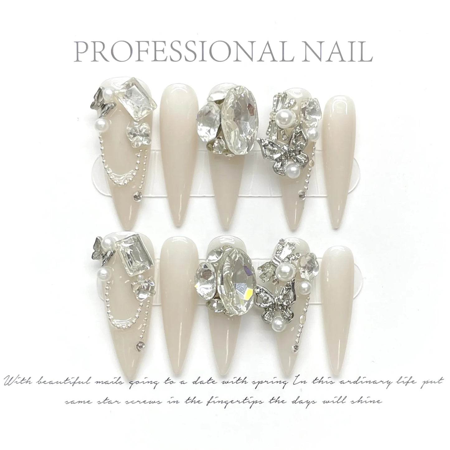 Press-On Nails Stiletto – Goldener Luxus