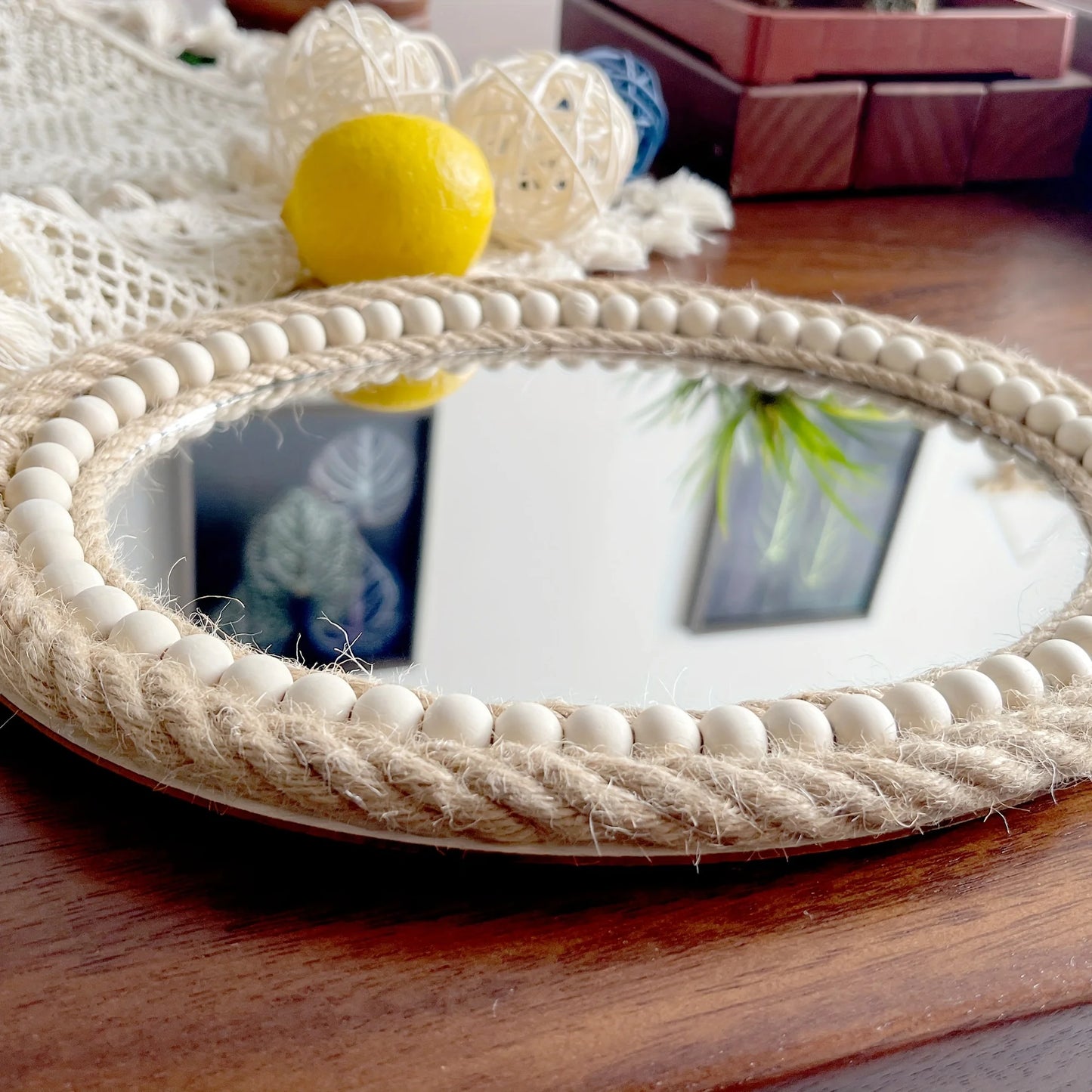 Ovaler Boho-Spiegel – natürliche Eleganz