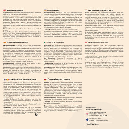 Löwenmähne Pilz 365 Tabletten - 2000mg je Tablette - Lions Mane Mushroom (Hericium Erinaceus) - 25:1 Extrakt mit Schwarzer Pfeffer 30mg - 1 Jahr Vorrat - WeightWorld