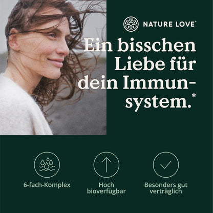 NATURE LOVE® Immun Komplex - 120 Kapseln - 4 Monate Reichweite - mit Echinacea-Extrakt, Vitamin C & D, Zink, Selen und Histidin - Immunsystem unterstützen* - hochdosiert, laborgeprüft aus Deutschland