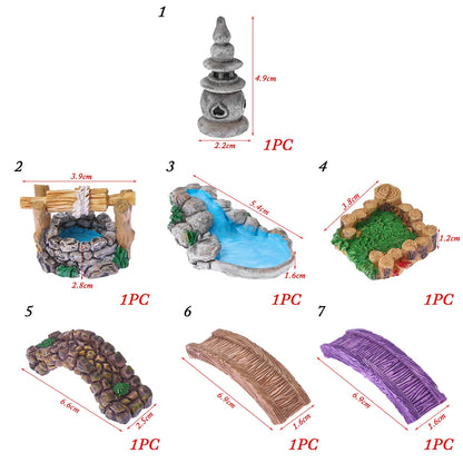 Miniatur Garten-Set – Brücken & Landschaftszubehör
