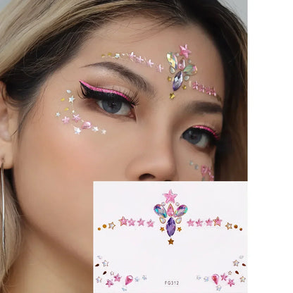 Face Gems Tattoo – Festival-Vibes