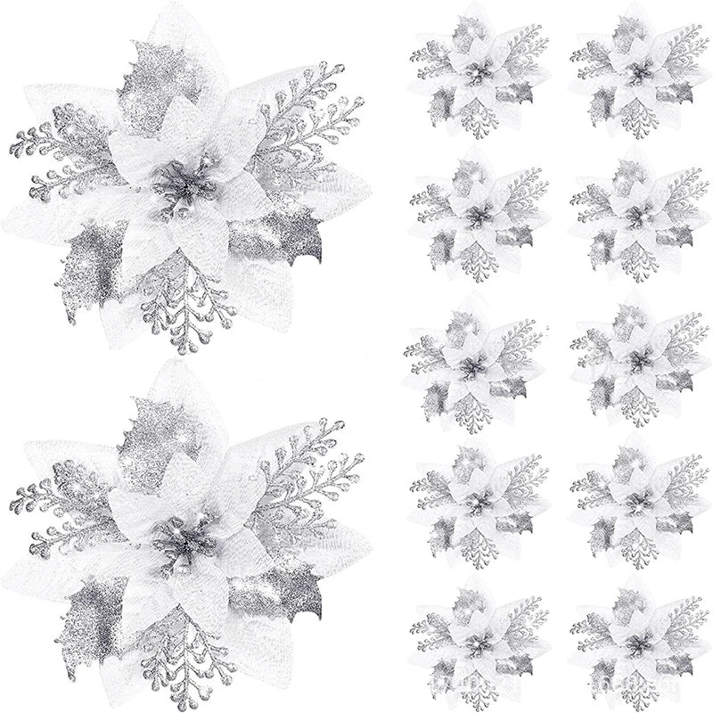 Glitzernde Weihnachtsblumen – Festliche Baumdeko