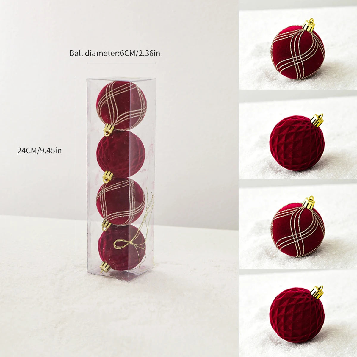 Weihnachtskugeln – Roter Samt-Look