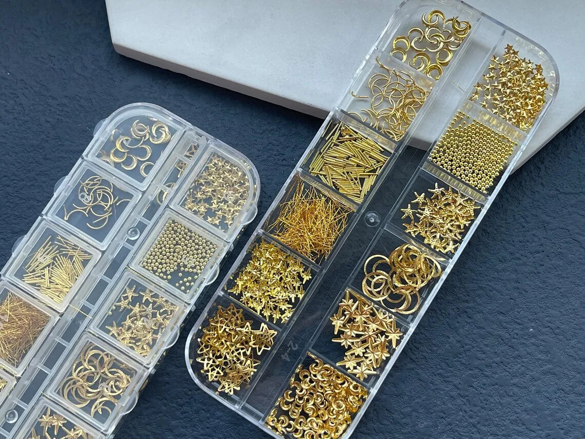 Nature Nail Charms – Metallic Deko