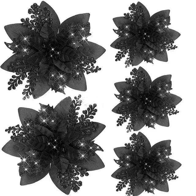 Glitzernde Weihnachtsblumen – Festliche Baumdeko