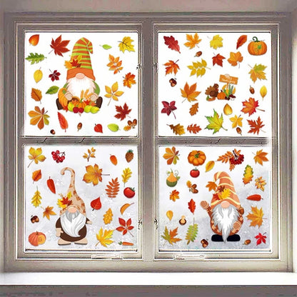 Herbst Fensteraufkleber – Kürbis & Wichtelmotiv