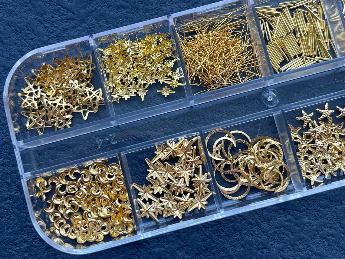 Nature Nail Charms – Metallic Deko