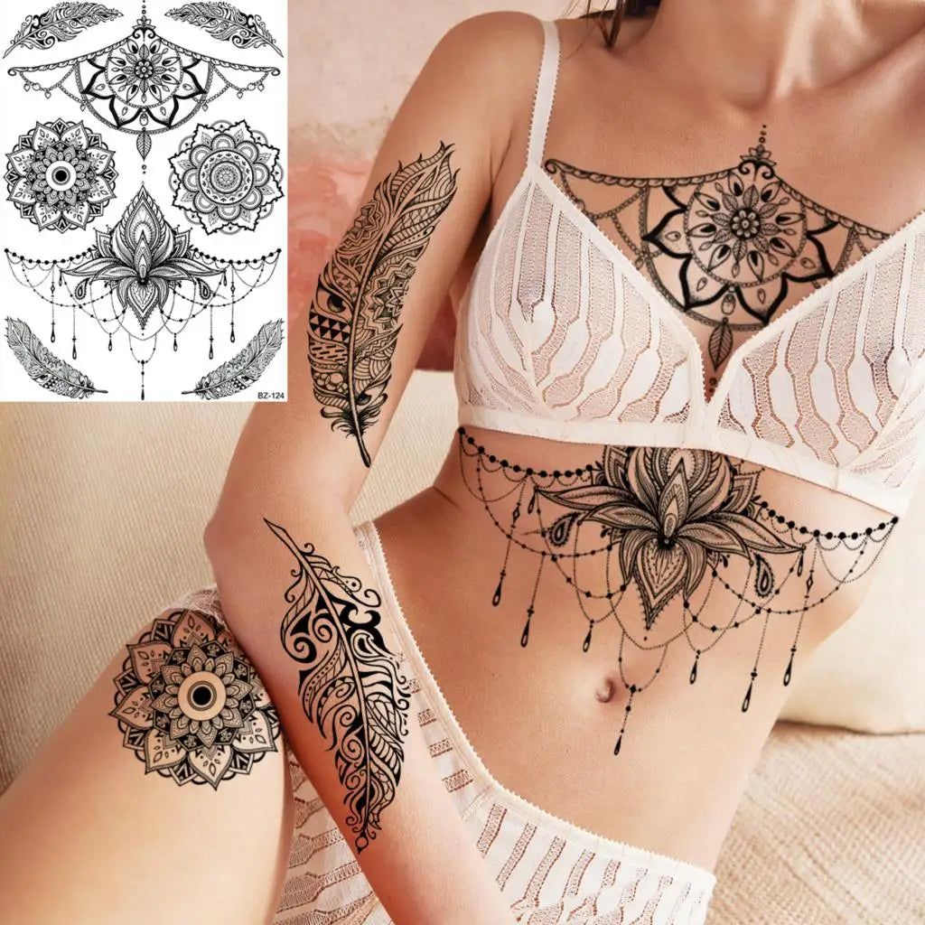 Festival-Tattoo Mandala – Temporärer Körperschmuck