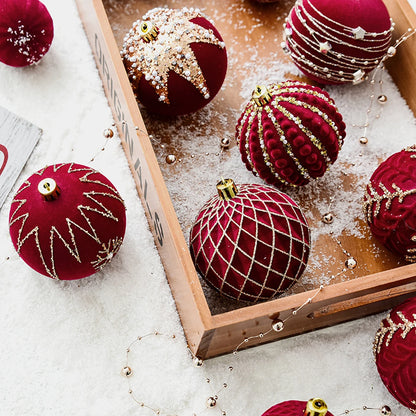 Weihnachtskugeln – Roter Samt-Look