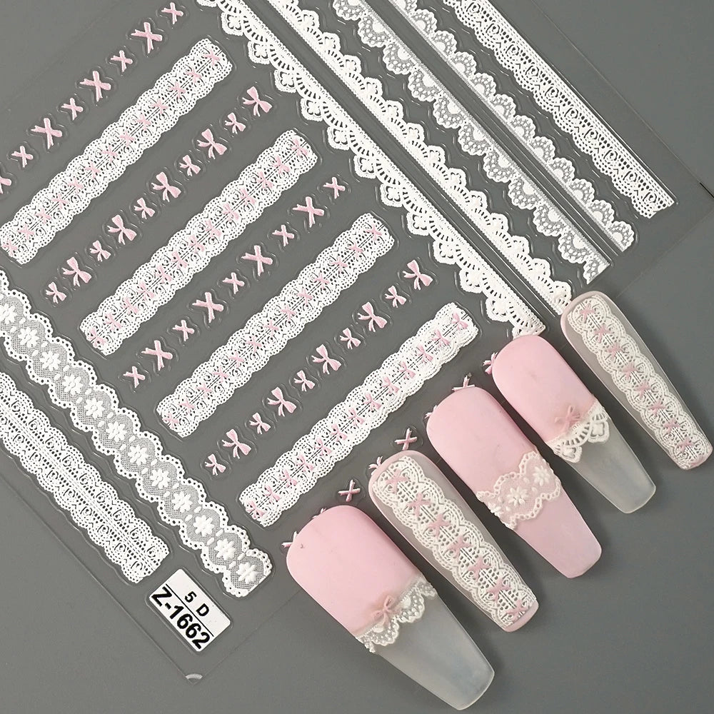 Nail Sticker – Schleifen & Spitzen-Look