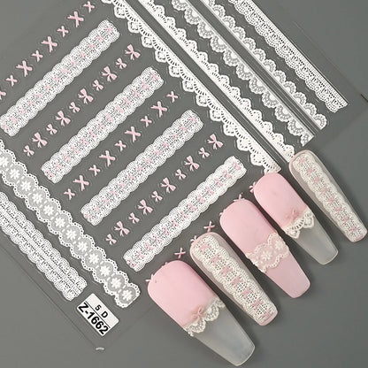 Nail Sticker – Schleifen & Spitzen-Look