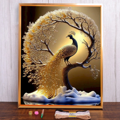 Kreuzstich-Set- Goldene Pfauenpracht