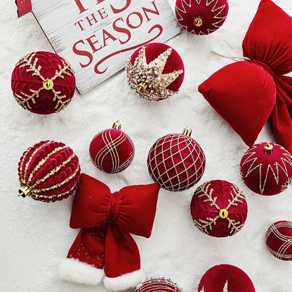 Weihnachtskugeln – Roter Samt-Look