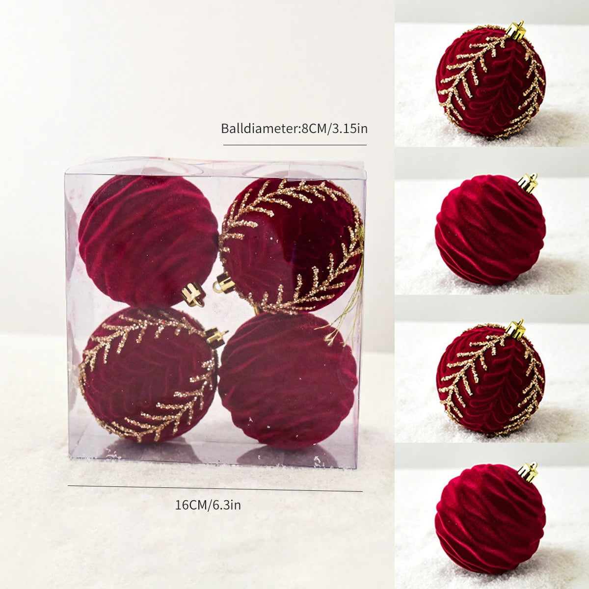 Weihnachtskugeln – Roter Samt-Look