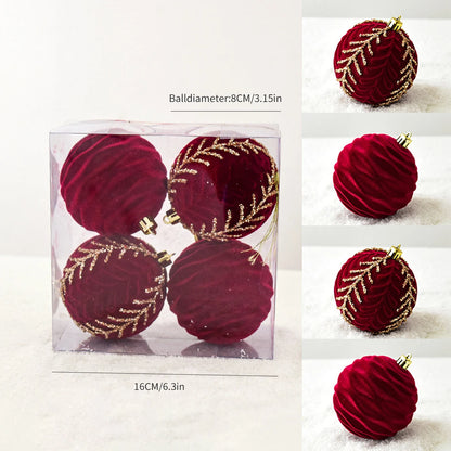 Weihnachtskugeln – Roter Samt-Look