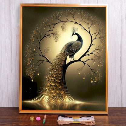 Kreuzstich-Set- Goldene Pfauenpracht